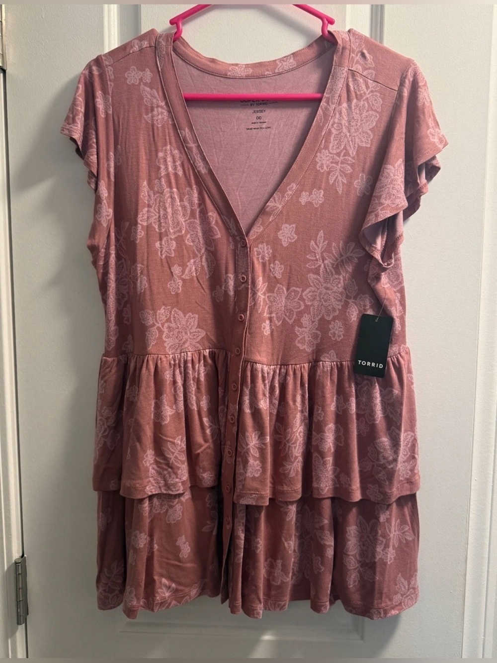 TORRID Pink Boho Floral Shirt, Size 00, NEW NWT!
